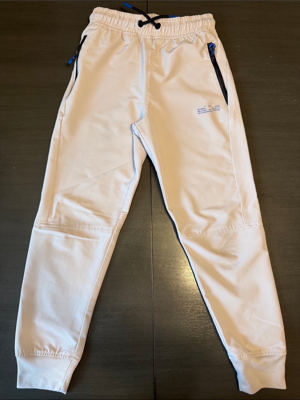 Zara Kids Cream Jogger Pants with Black Zip Accents size 8